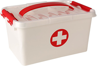 

HOKIPO First Aid Kit Emergency Medicine Storage Box with Detachable Tray and Lid- Storage Box(Red, White)