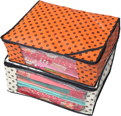 

Kuber Industries Designer " Non Woven Polka Dots Designer Saree Cover Set of 2 Pcs NONWOVENNWSC0065(Orange, Ivory)