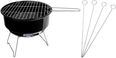 

Sukot Portable Charcoal BBQ Camping Picnic Outdoor Grill Barbecue + 4 BBQ Skewers Barbecue Sticks Free Rib Roaster Grill
