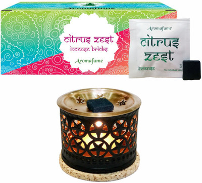 

Aromafume Citrus Zest Incense Bricks (Medium) & Star Burner Fresh Agarbattis(20 Units)
