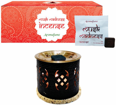 

Aromafume Musk Madness Incense Bricks (Medium) & Palace Burner Fresh Agarbattis(20 Units)
