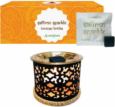 

Aromafume Saffron Sparkle Incense Bricks (Medium) & Snowflake Burner Fresh Agarbattis(20 Units)