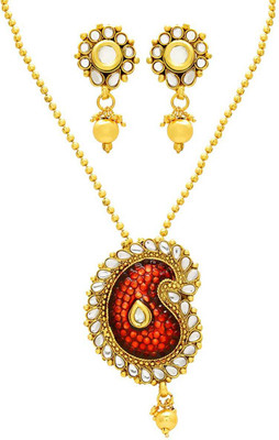 Dzinetrendz Brass Gold-plated Gold Jewellery Set(Pack of 1)