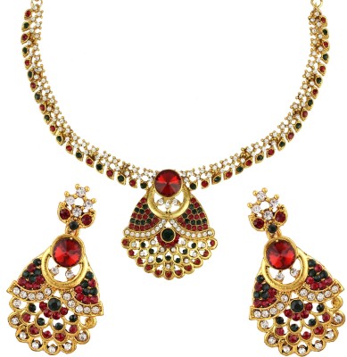 Angel In You Alloy Gold-plated Gold, Green, Maroon, White, Multicolor Jewellery Set(Pack of 1)