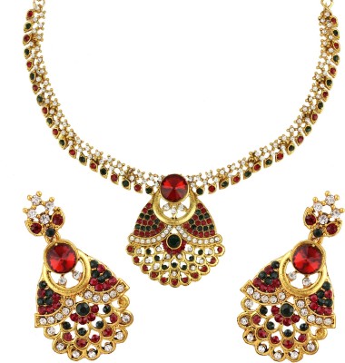 Angel In You Alloy Gold-plated Green, Maroon, Gold, White, Multicolor Jewellery Set(Pack of 1)