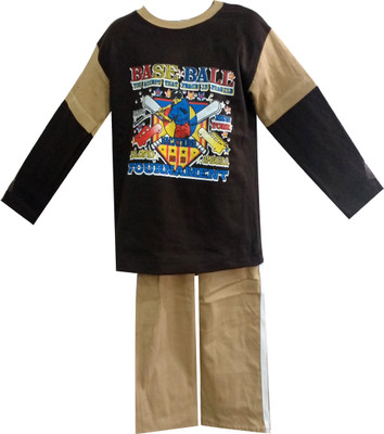 

Fashionitz Boys Casual T-shirt Pant(Brown
