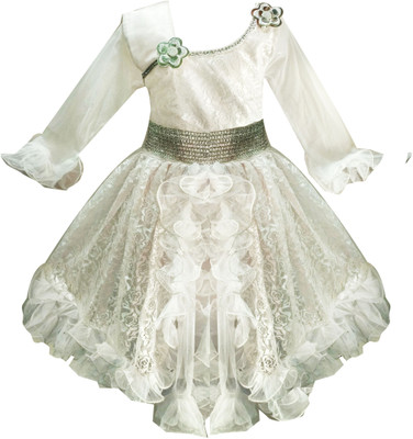 

Fashionitz Girls Midi/Knee Length Party Dress(White, Full Sleeve