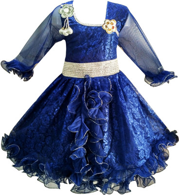 

Fashionitz Girls Midi/Knee Length Party Dress(Blue, Full Sleeve