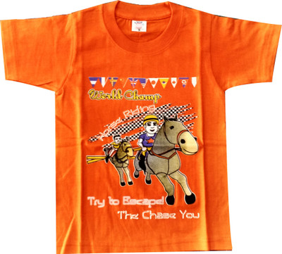 

Fashionitz Boys Printed Cotton T Shirt(Orange, Pack of 1