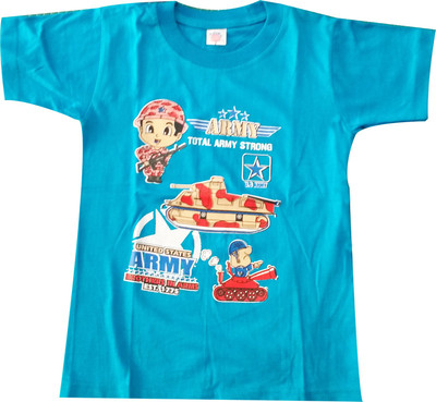 

Fashionitz Boys Printed Cotton T Shirt(Blue, Pack of 1