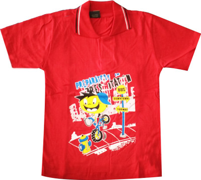 

Fashionitz Boys Printed Cotton T Shirt(Red, Pack of 1