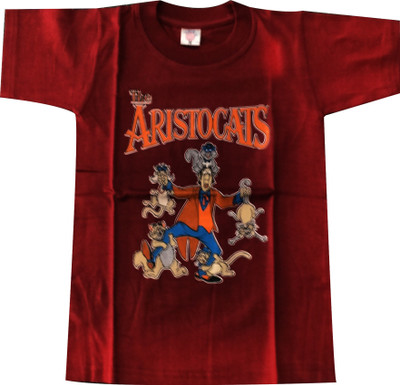 Fashionitz Boys Printed Cotton T Shirt(Maroon, Pack of 1