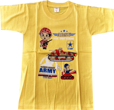 

Fashionitz Boys Printed Cotton T Shirt(Yellow, Pack of 1