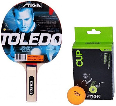 

Stiga Combo of Two , One 'Toledo' Table Tennis Racquet and One 'Cup' Ping Pong Ball box- Table Tennis Kit