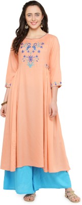 BITTERLIME Women Embroidered Flared Kurta(Multicolor)