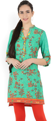 biba-women-printed-straight-kurtamulticolor-green