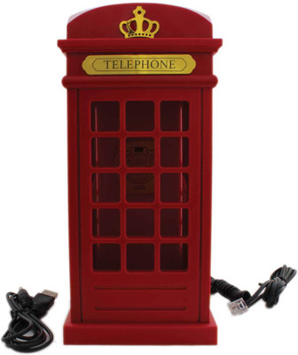 

Tootpado Phone Booth Design Corded Landline Telephone - Novelty Home Decor Creative Fixed Corded Landline Phone(Red)