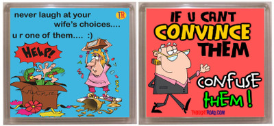 

Thoughtroad WIFES CHOICE CONVINCE THEM Fridge Magnet Pack of 2(Multicolor)