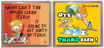

Thoughtroad HOUSE CLEAN THAND RAKH Fridge Magnet Pack of 2(Multicolor)