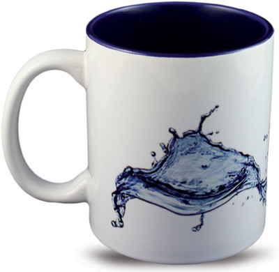 

juvixbuy Thank you Designer Printed Inside Blue Coffee Ceramic Mug(325 ml), Multicolor