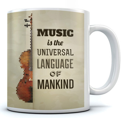

RAMPOSH Music Is The Universal Ceramic Coffee/ Gift For Birthday/ Gift For Friend/ Gift For Love And Diwali Gift (1 Pc.) Random Design Ceramic Mug(350 ml), Multicolor