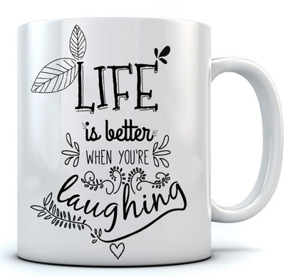 

RAMPOSH Life Is Better Ceramic Coffee/ Gift For Birthday/ Gift For Friend/ Gift For Love And Diwali Gift (1 Pc.) Random Design Ceramic Mug(350 ml), Multicolor
