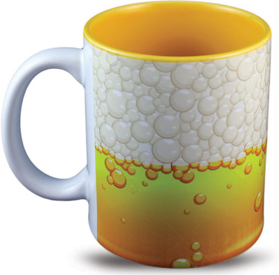 

juvixbuy Design Printed Inside Yellow Coffee Ceramic Mug(325 ml), Multicolor
