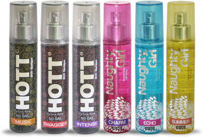 

Hott MUSK SWAGGER INTENSE And Naughty Girl CHARM ECHO SUMMER Perfume For Combo Pack of 6 -60ML Eau de Parfum - 60 ml(For Men & Women)