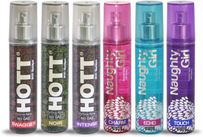 

Hott SWAGGER NOIR INTENSE And Naughty Girl CHARM ECHO TOUCH Perfume For Combo Pack of 6 -60ML Eau de Parfum - 60 ml(For Men & Women)