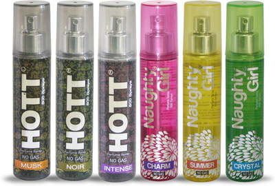 

Hott MUSK NOIR INTENSE And Naughty Girl CHARM SUMMER CRYSTAL Perfume For Combo Pack of 6 -60ML Eau de Parfum - 60 ml(For Men & Women)