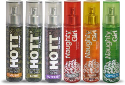 

Hott MUSK NOIR INTENSE And Naughty Girl FASHION FEMME CRYSTAL Perfume For Combo Pack of 6 -60ML Eau de Parfum - 60 ml(For Men & Women)