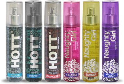 

Hott AQUA SPORT SWAGGER And Naughty Girl CHARM SUMMER TOUCH Perfume For Combo Pack of 6 -60ML Eau de Parfum - 60 ml(For Men & Women)