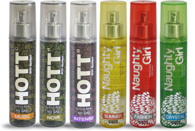 

Hott MUSK NOIR INTENSE And Naughty Girl SUMMER FASHION CRYSTAL Perfume For Combo Pack of 6 -60ML Eau de Parfum - 60 ml(For Men & Women)