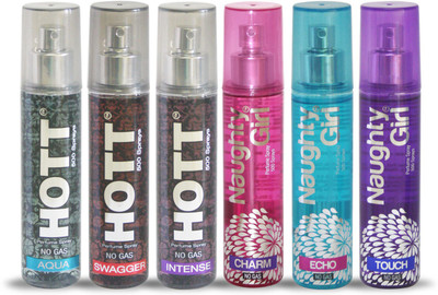 

Hott AQUA SWAGGER INSTANSE And Naughty Girl CHARM ECHO TOUCH Perfume For Combo Pack of 6 -60ML Eau de Parfum - 60 ml(For Men & Women)