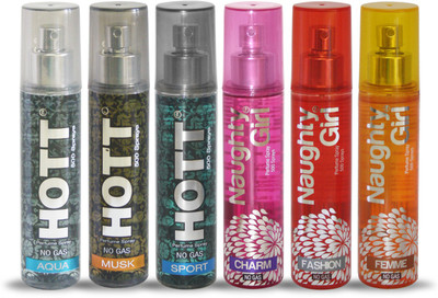 

Hott AQUA MUSK SPORT And Naughty Girl CHARM FASHION FEMME Perfume For Combo Pack of 6 -60ML Eau de Parfum - 60 ml(For Men & Women)