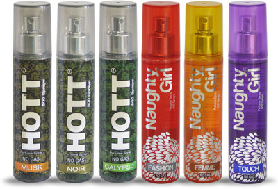 

Hott MUSK NOIR CALYPSO And Naughty Girl FASHION FEMME TOUCH Perfume For Combo Pack of 6 -60ML Eau de Parfum - 60 ml(For Men & Women)