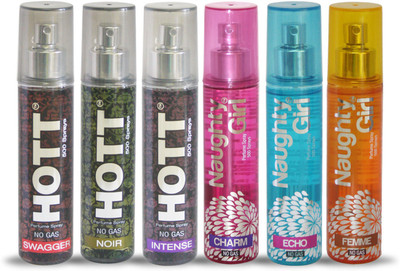 

Hott SWAGGER NOIR INTENSE And Naughty Girl CHARM ECHO FEMME Perfume For Combo Pack of 6 -60ML Eau de Parfum - 60 ml(For Men & Women)