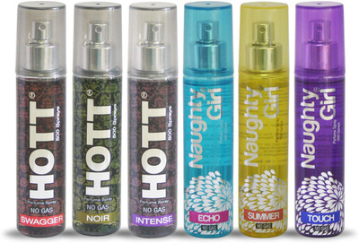 

Hott SWAGGER NOIR INTENSE And Naughty Girl ECHO SUMMER TOUCH Perfume For Combo Pack of 6 -60ML Eau de Parfum - 60 ml(For Men & Women)