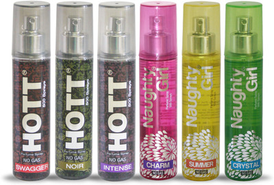 

Hott SWAGGER NOIR INTENSE And Naughty Girl CHARM SUMMER CRYSTAL Perfume For Combo Pack of 6 -60ML Eau de Parfum - 60 ml(For Men & Women)