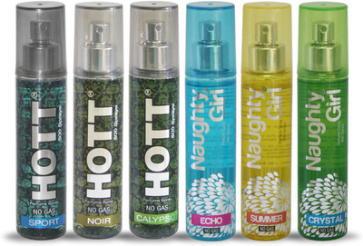 

Hott SPORT NOIR CALYPSO And Naughty Girl ECHO SUMMER CRYSTAL Perfume For Combo Pack of 6 -60ML Eau de Parfum - 60 ml(For Men & Women)