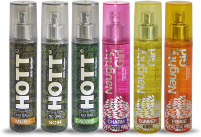 

Hott MUSK NOIR CALYPSO And Naughty Girl CHARM SUMMER FEMME Perfume For Combo Pack of 6 -60ML Eau de Parfum - 60 ml(For Men & Women)