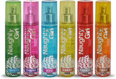 

Naughty Girl CRYSTAL CHARM ECHO SUMMER FASHION And FEMME Perfume Combo For Women Pack of 6 Eau de Parfum - 60 ml(For Women)