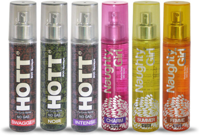 

Hott SWAGGER NOIR INTENSE And Naughty Girl CHARM SUMMER FEMME Perfume For Combo Pack of 6 -60ML Eau de Parfum - 60 ml(For Men & Women)