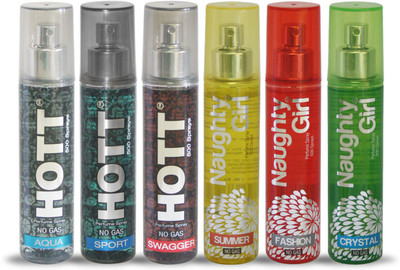 

Hott AQUA SPORT SWAGGER And Naughty Girl SUMMER FASHION CRYSTAL Perfume For Combo Pack of 6 -60ML Eau de Parfum - 60 ml(For Men & Women)