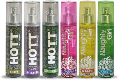 

Hott NOIR INTENSE CALYPSO And Naughty Girl CHARM SUMMER CRYSTAL Perfume For Combo Pack of 6 -60ML Eau de Parfum - 60 ml(For Men & Women)