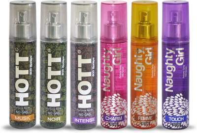 

Hott MUSK NOIR INTENSE And Naughty Girl CHARM FEMME TOUCH Perfume For Combo Pack of 6 -60ML Eau de Parfum - 60 ml(For Men & Women)