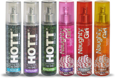 

Hott AQUA INTENSE CALYPSO And Naughty Girl CHARM FASHION FEMME Perfume For Combo Pack of 6 -60ML Eau de Parfum - 60 ml(For Men & Women)