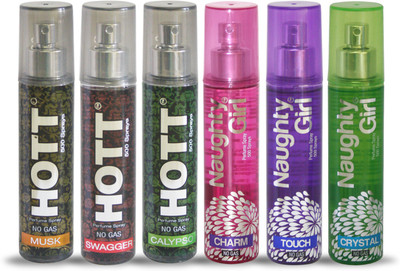 

Hott MUSK SWAGGER CALYPSO And Naughty Girl CHARM TOUCH CRYSTAL Perfume For Combo Pack of 6 -60ML Eau de Parfum - 60 ml(For Men & Women)