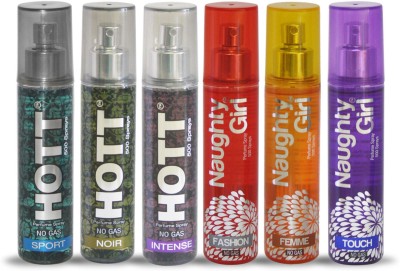 

Hott SPORT NOIR INTENSE And Naughty Girl FASHION FEMME TOUCH Perfume For Combo Pack of 6 -60ML Eau de Parfum - 60 ml(For Men & Women)