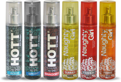 

Hott AQUA SPORT SWAGGER And Naughty Girl SUMMER FASHION FEMME Perfume For Combo Pack of 6 -60ML Eau de Parfum - 60 ml(For Men & Women)
